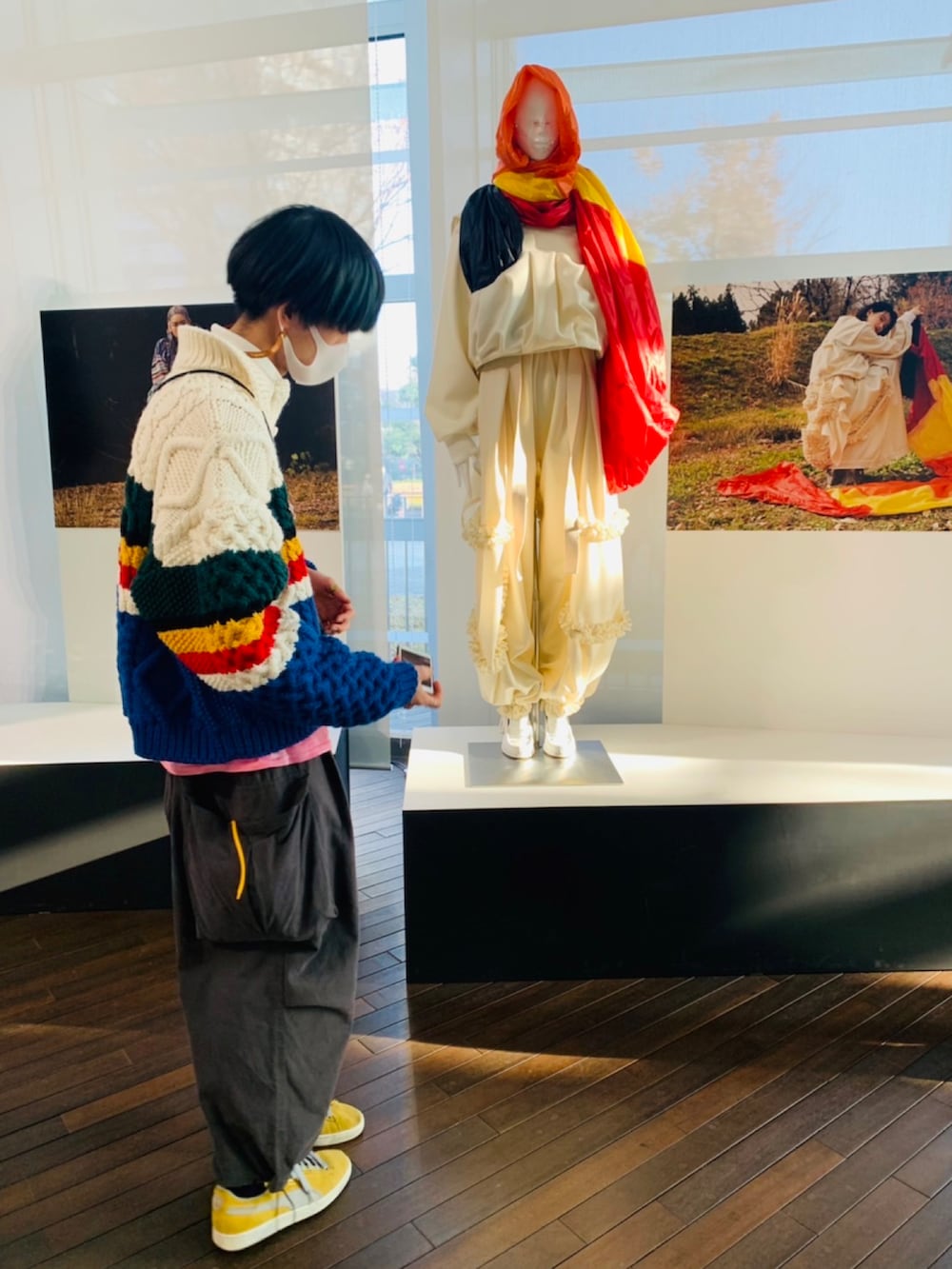 「マチコ巻き、真知子巻き、アランニット、トリコロール、ニットポロ、ワイドシルエット、冬コーデ」｜「WATARU TOMINAGAのアイテム（トップス、その他）」を使った、Ringringさん（メンズ・172cm）の冬コーディネートの2枚目の写真