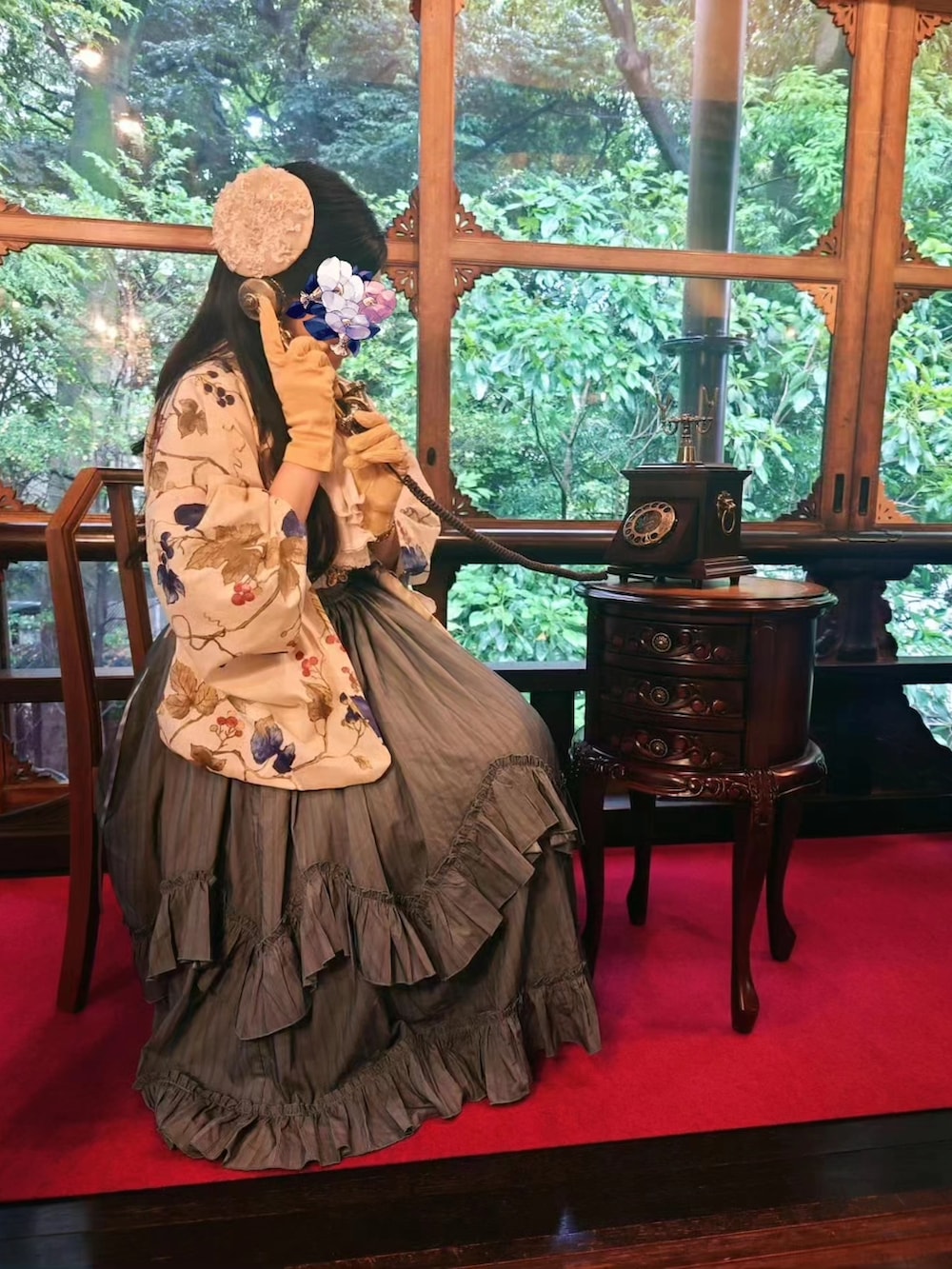 「雅叙園、和洋折衷、和洋折衷コーデ、和洋折衷コーデヰネヱト、大正ロマン、大正ロマンコーデ、ロリータ、ロリータファッション、vintage style、TaishoRoman、kimono、ootd、復古」｜「Ditaのアイテム（その他トップス、イエロー系）」を使った、efoistさん（レディース・153cm）の夏コーディネートの2枚目の写真