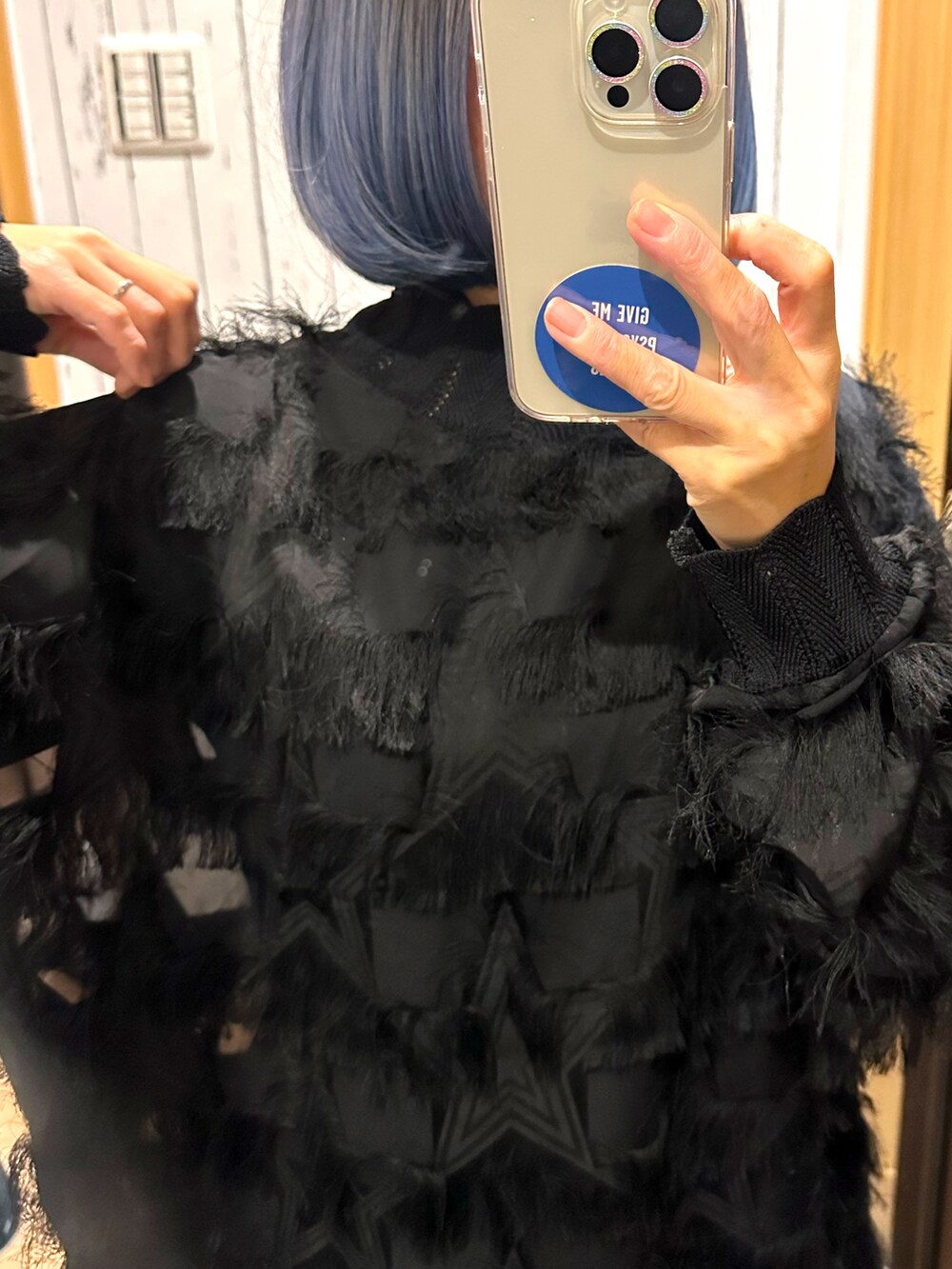 「ウィッグ、青髪、黒、ワンピース、星柄、スター」｜「アリエクのアイテム（ワンピース、ブラック系）」を使った、♡indigolovE♡さん（レディース・152cm）の秋コーディネートの4枚目の写真