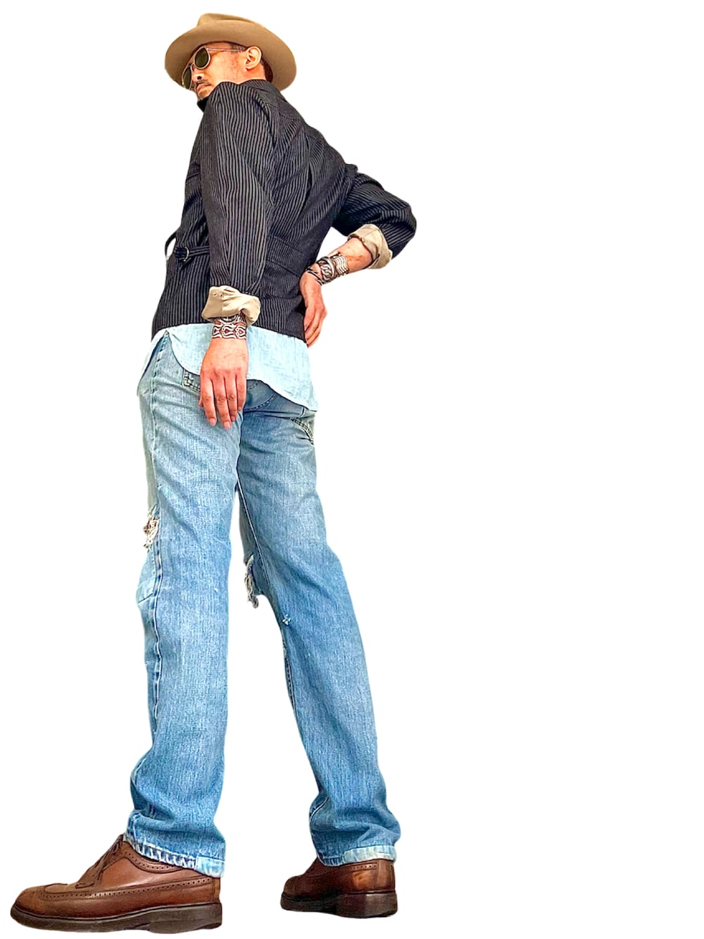 「ヴィンテージ、ヴィンテージファッション、古着、古着コーデ」｜「40s vintageの40s hollywood sport wear sports jacket（ジャケット/アウター、ブラック系）」を使った、D@POさん（メンズ・180cm）の夏コーディネートの3枚目の写真