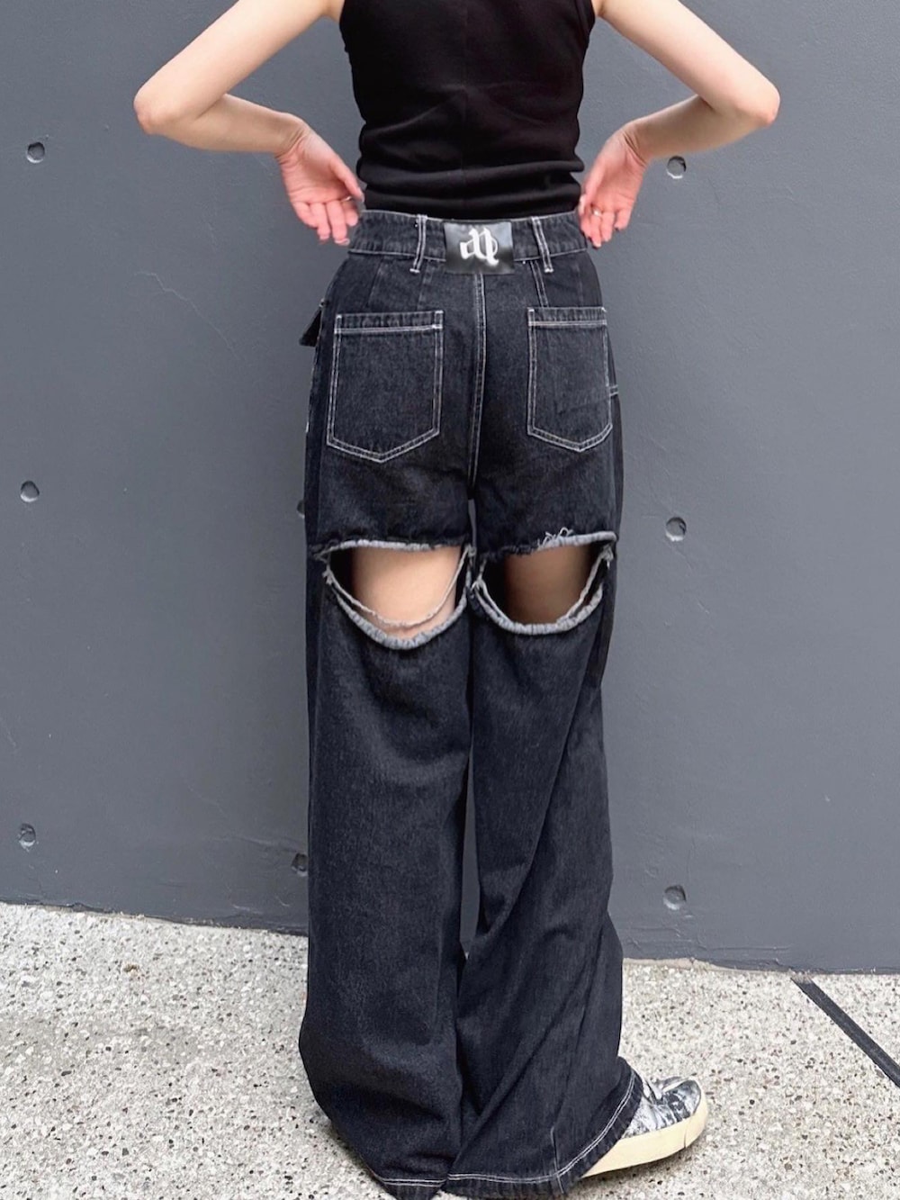 ANDWANG デニム ANDWANG デニム ANDWANG】back cutout denim pants(gray) S 