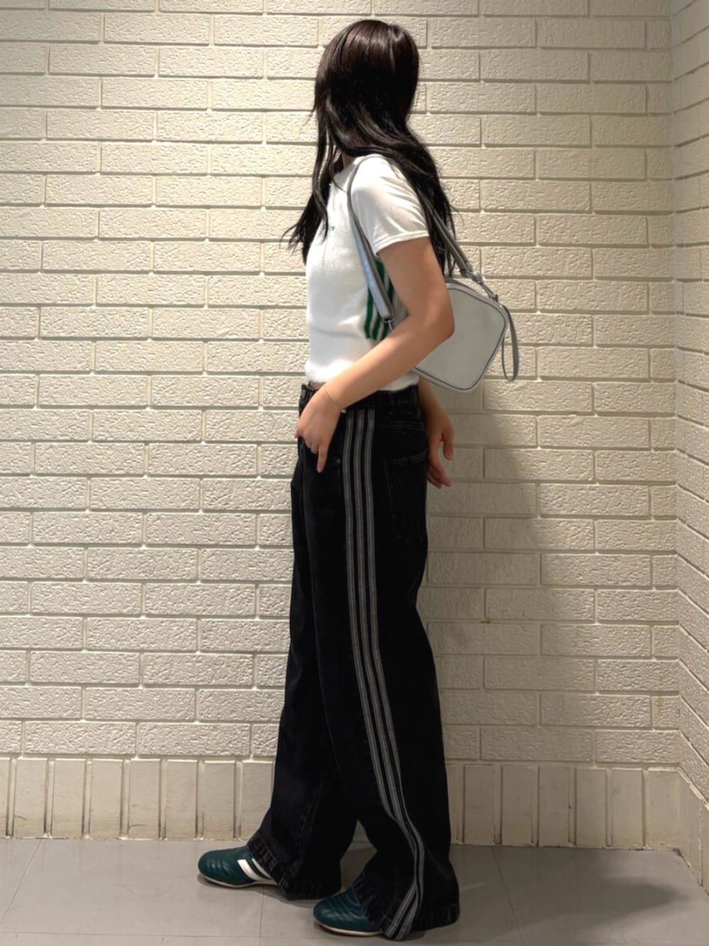 こまごめ様　3ストライプカフドトラックパンツ アディカラー デニム スリーストライプス トラックパンツ