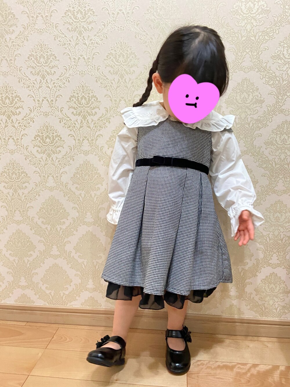 「幼稚園面接、入園式、キレイめコーデ、フォーマル、2歳」｜「しまむらのアイテム（シャツ/ブラウス、ホワイト系）」を使った、chinpan112112112さん（キッズ・100cm）の秋コーディネートの2枚目の写真