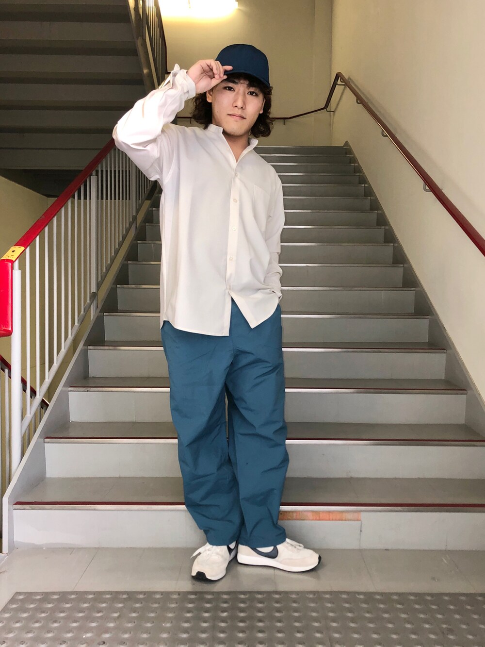 「セットアップ、NIKE、ブルー、キャップ、THE NORTH FACE、シンプルコーデ、春コーデ、URBAN RESEARCH、URBAN RESEARCH DOORS、BURLAP OUTFITTER」｜「BURLAP OUTFITTERの『別注』BURLAP OUTFITTER×DOORS　SupplexNylon PANTS2（その他パンツ、ブルー系）」を使った、さとすけさん（メンズ・164cm）の春コーディネートの5枚目の写真