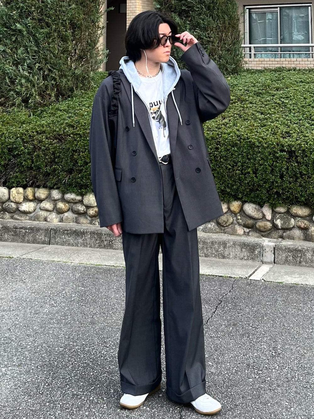 soerte セットアップ テーラード/スラックス チャコールグレーサイズ1/0 soerte セットアップ テーラード/スラックス チャコールグレー