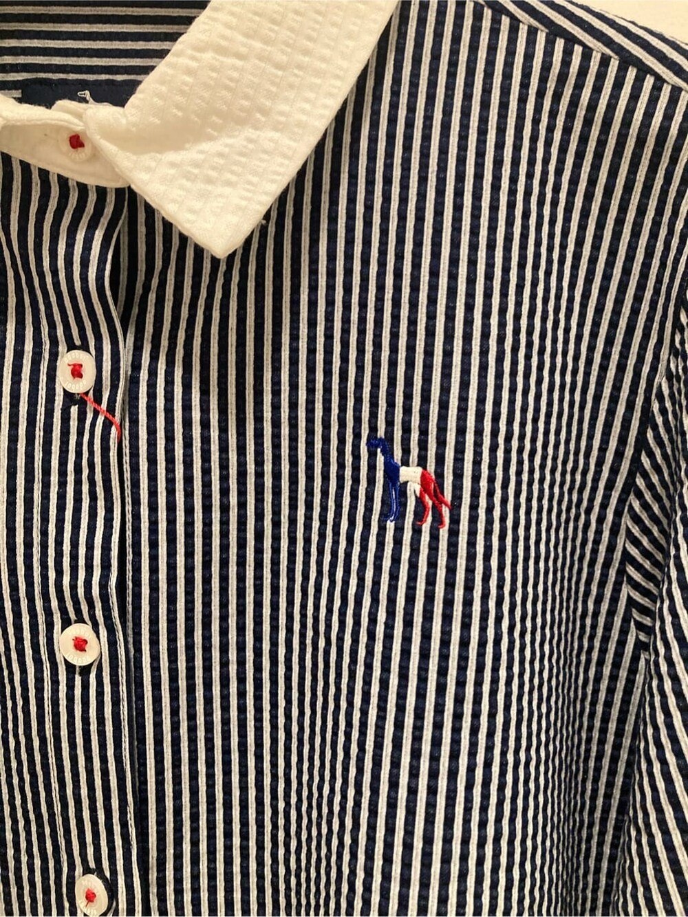 ブルー系のシャツ/ブラウス、ブルー系のその他パンツ、グレー系のトートバッグを着用したレディースの夏コーディネートの5枚目の写真