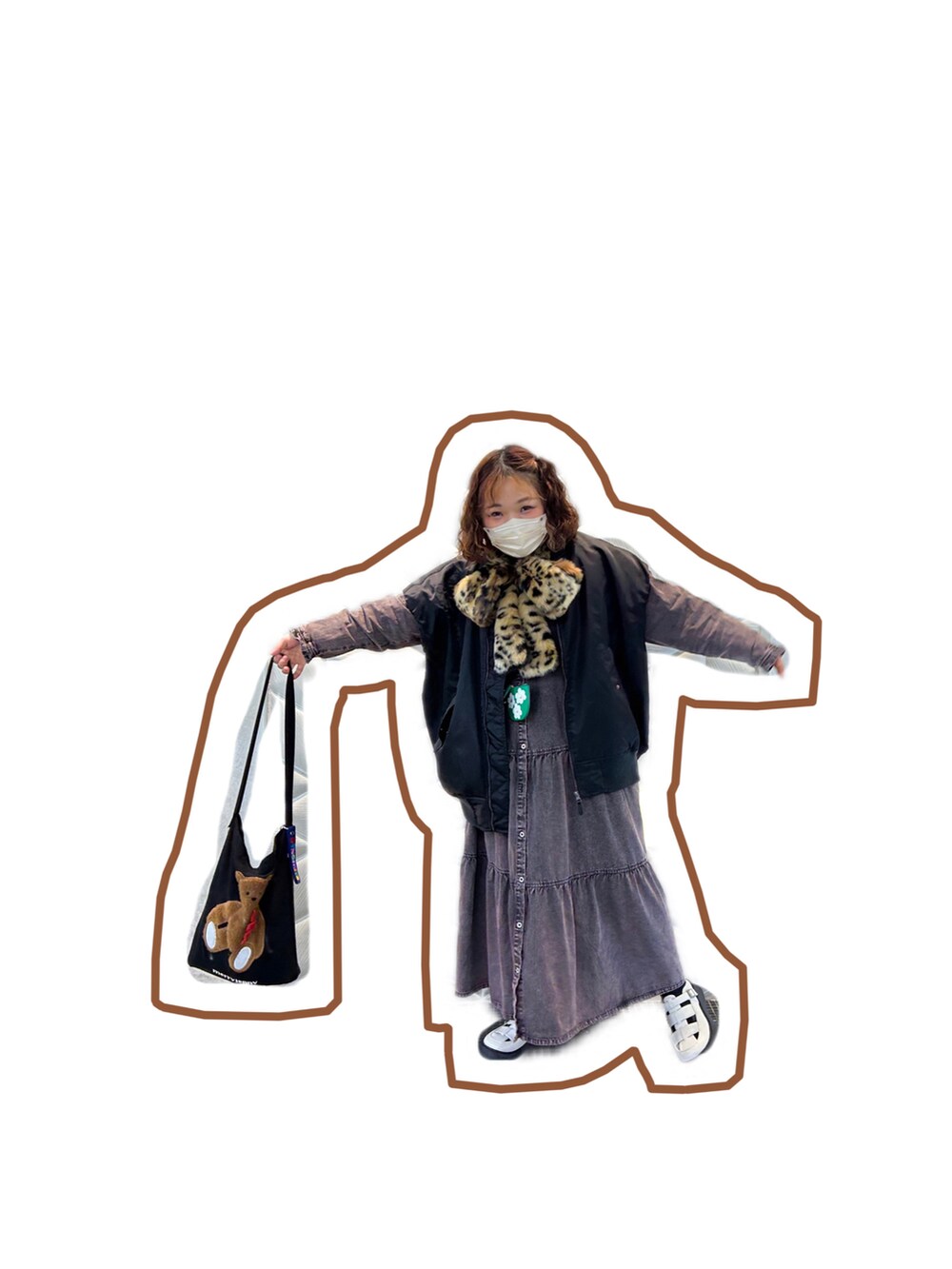 「CasseliniのCasselini(キャセリーニ)リボンティペット（マフラー、その他）」を使った、amiさん（レディース・145cm）の冬コーディネートの2枚目の写真