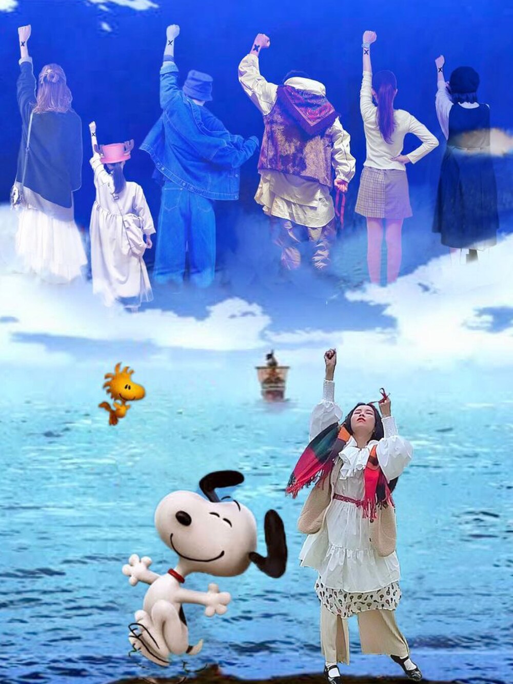 「ONE PIECE、仲間の印、我等友情永久不滅、HYN【ひろっちゃと愉快な仲間たち】、WEARは皆の拠り所、笑顔の輪を繋ごう、繋ごう素敵な心の声を、mizuちゃん誕生祭、we are HYN！」｜「moi tyttoのチャイナワンピース（ワンピース、ベージュ系）」を使った、kaede．さん（レディース・149cm）の秋コーディネートの3枚目の写真