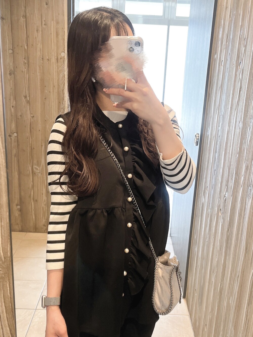 「STELLA McCARTNEYのELYSE with Studs / スタッズ エリスシューズ（ドレスシューズ、ホワイト系）」を使った、maaachanxxさん（レディース・152cm）の春コーディネートの2枚目の写真