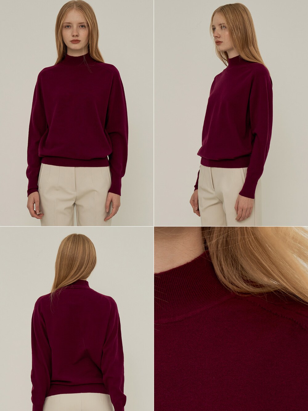 パープル系のニット/セーター、パープル系のニット/セーターを着用したレディースの冬コーディネートの5枚目の写真