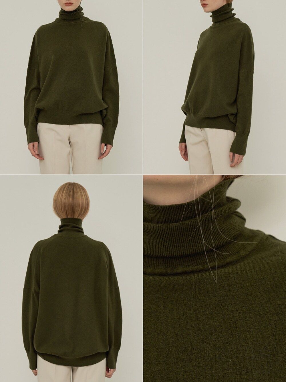 グリーン系のニット/セーターを着用したレディースの冬コーディネートの5枚目の写真