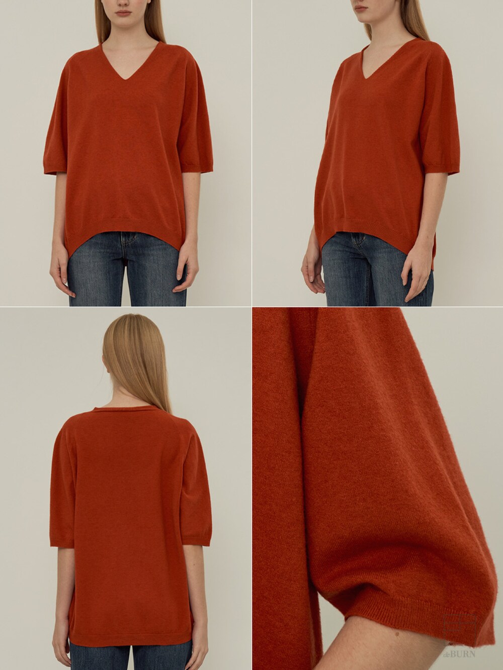 レッド系のニット/セーターを着用したレディースの冬コーディネートの5枚目の写真