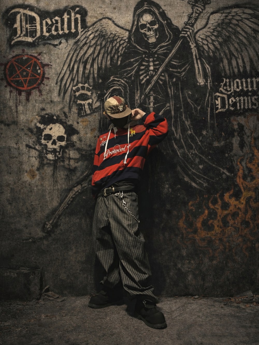 その他のその他パンツ、その他のキャップを着用したメンズの春コーディネートの2枚目の写真