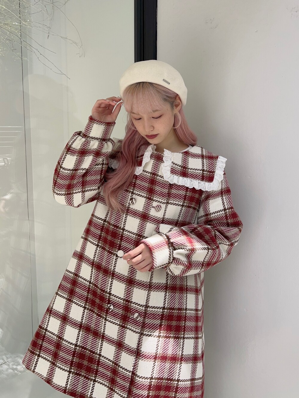 merry jenny チェック柄コート yuna(merry jenny)｜merry jennyのチェスターコートを使った