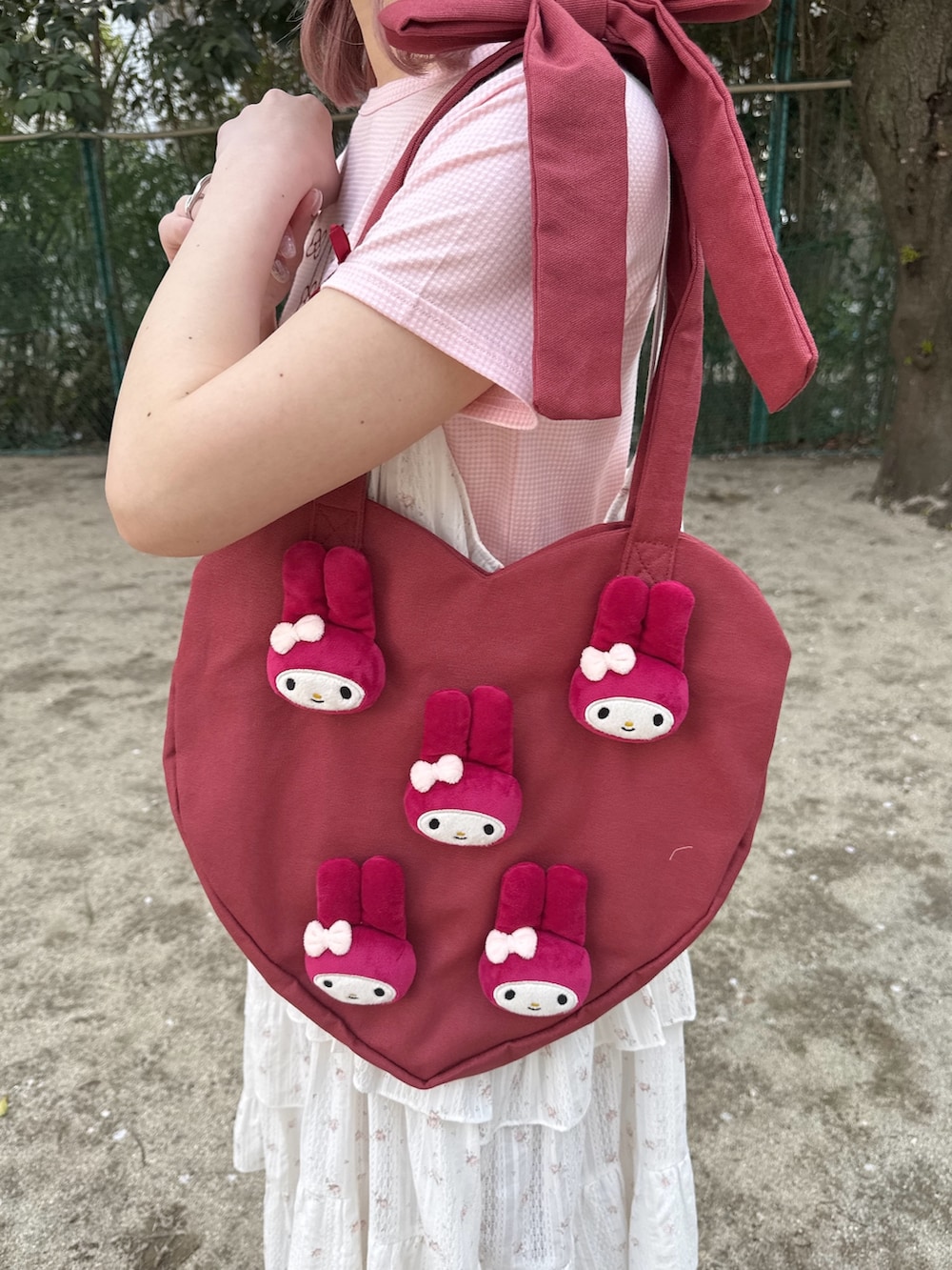 merry jenny メリージェニー マイメロディ 赤 ハートトートバッグ