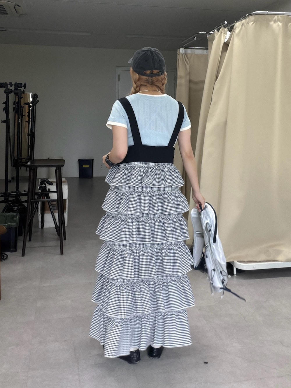 wcloset フリルティアードジャンパースカート あみこ ワンピース 本社 