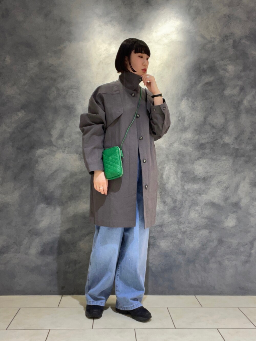 「KBFの3WAYミドルコート（その他アウター、グレー系）」を使った、まこぴさん（レディース・161cm）の冬コーディネートの4枚目の写真