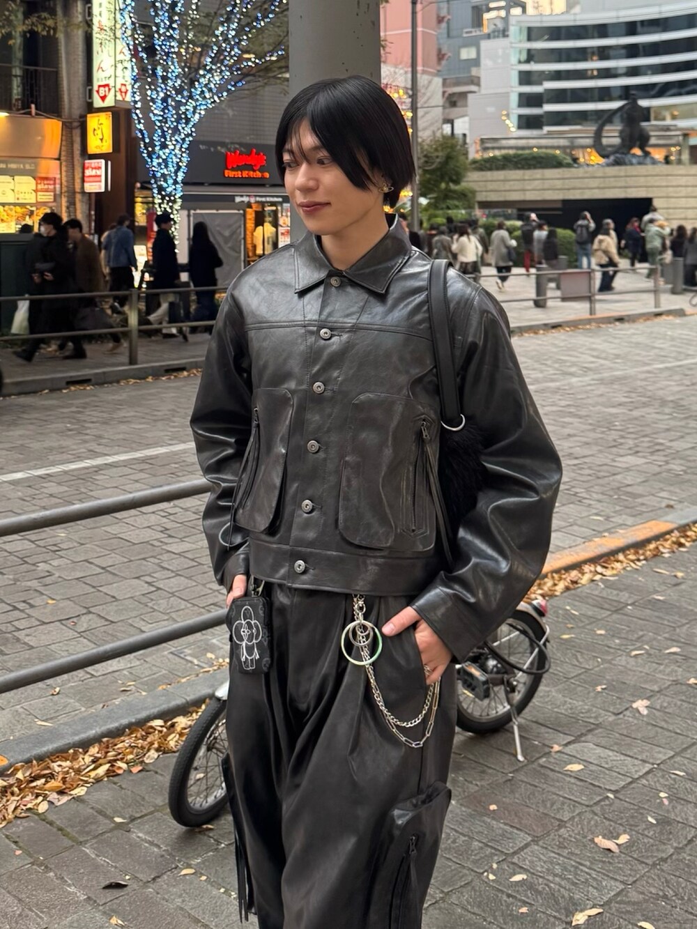 Vintage like military short jacket ( fake leather )/ヴィンテージ