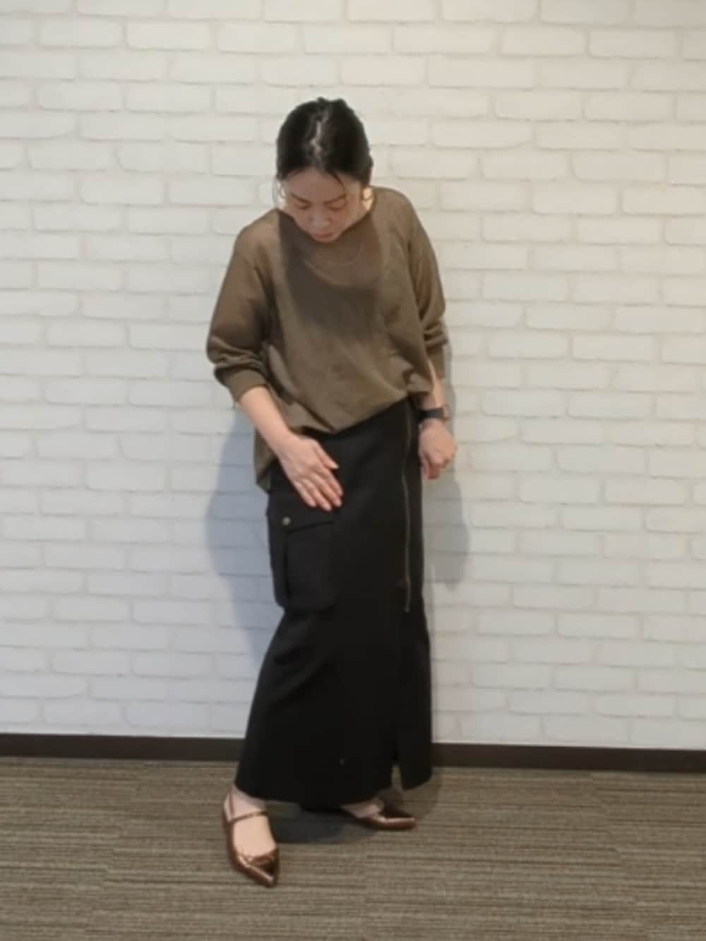 「オトナ女子、シンプルスタイル、Techichi、低身長、低身長コーデ」｜「Te chichiのアイテム（トップス、グリーン系）」を使った、てらさん（レディース・153cm）の秋コーディネートの2枚目の写真