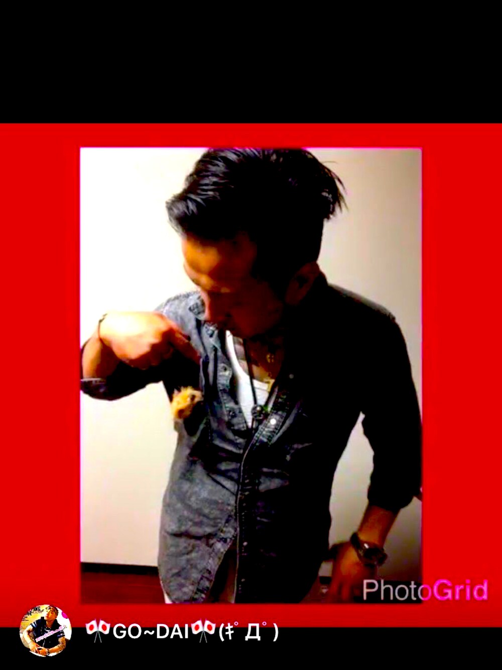 「お洒落さんとつながりたい」｜「CHROME HEARTSのアイテム（シャツ/ブラウス、ブラック系）」を使った、GO-DAI HIDEHIROさん（メンズ・172cm）の冬コーディネートの4枚目の写真