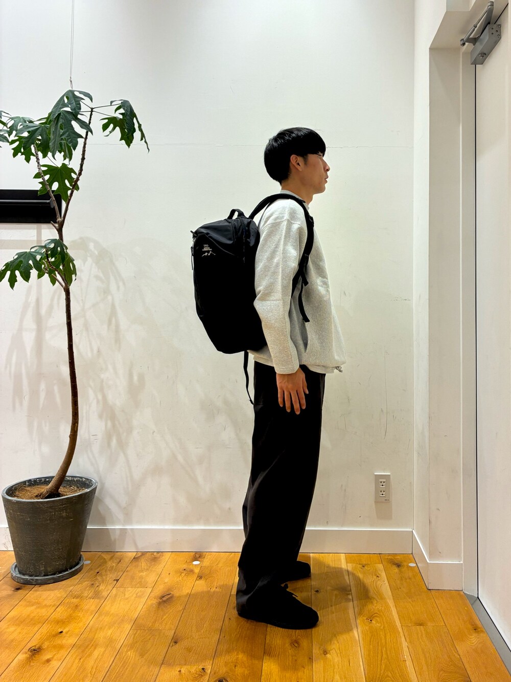 ブラック系のスニーカー、グレー系のその他パンツ、グレー系のスウェットを着用したメンズの秋コーディネートの2枚目の写真