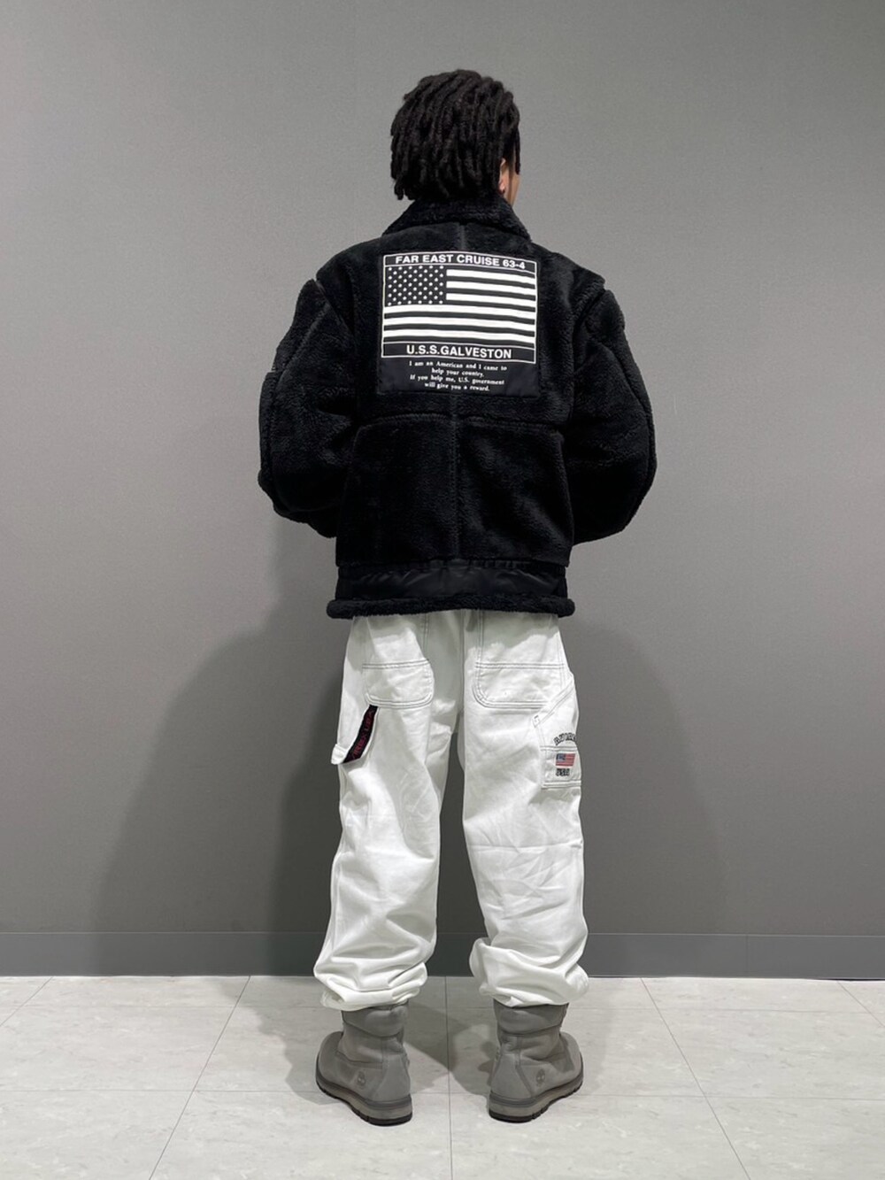 AVIREX ボアジャケット L ブラック U.S.S. Galveston tomo(AVIREX