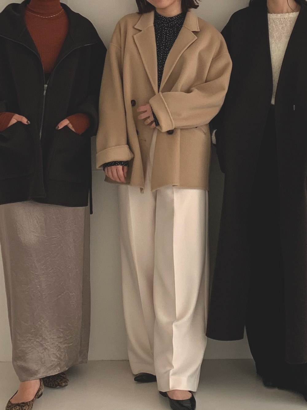 「ROSSO、アウター、冬アウター、リバーコート、フェミニン、秋冬コーデ」｜「URBAN RESEARCH ROSSO WOMENのリバージャコット（その他アウター、ベージュ系）」を使った、美波さん（レディース・158cm）の秋コーディネートの3枚目の写真