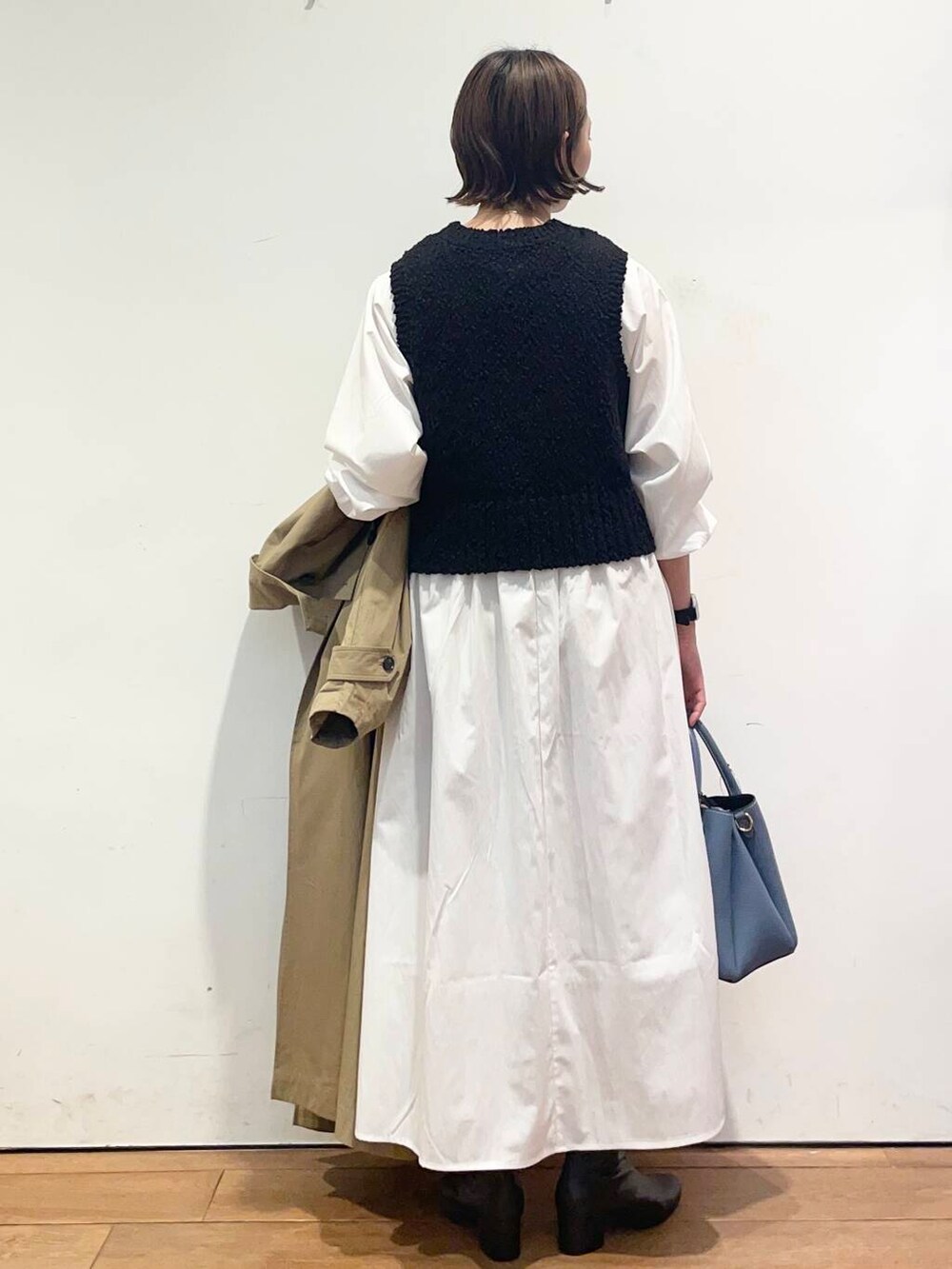 「大人カジュアル、urbanresearchdoors、ママコーデ、アーバンリサーチドアーズ、doors、低身長コーデ、ママファッション、キレイめカジュアル、春のジャケットスタイル」｜「RODE SKOの【MADE IN JAPAN】EMELINA プレーンブーツ（ブーツ、ブラック系）」を使った、urd_nanakoさん（レディース・154cm）の冬コーディネートの8枚目の写真