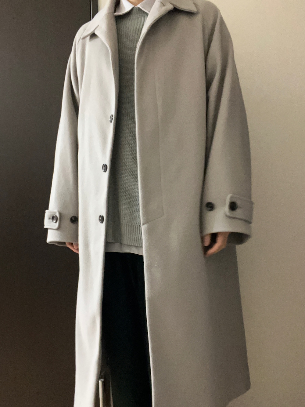 グリーン系のカーゴパンツ、グレー系のベスト、グレー系のシャツ/ブラウスを着用したメンズの春コーディネートの2枚目の写真