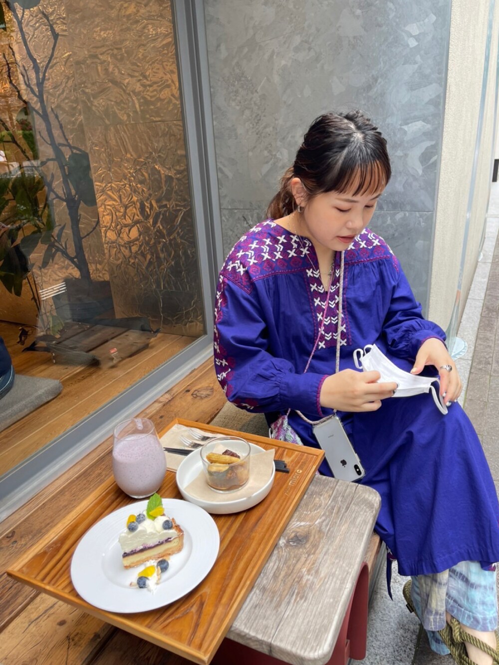 「初夏コーデ、シンプル、ootd、カラーコーデ、ワンピーススタイル、低身長コーデ、サンダル、saramallika、FREAK’Ｓ STORE、bohonomad」｜「sara mallikaのアイテム（ワンピース、パープル系）」を使った、riiioさん（レディース・153cm）の夏コーディネートの2枚目の写真