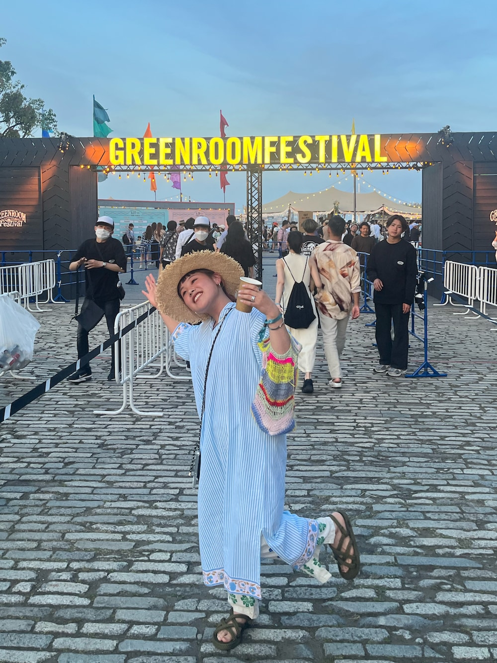 「greenroom、greenroomfestival、sz blockprints、麦わらハット、INFIELDERDESIGN、おでかけコーデ、ZARA、WEARyouthコーデ、ootd、低身長、着回しコーデ、インド綿」｜「INFIELDER DESIGNのアイテム（ハット、ベージュ系）」を使った、riiioさん（レディース・153cm）の春コーディネートの2枚目の写真