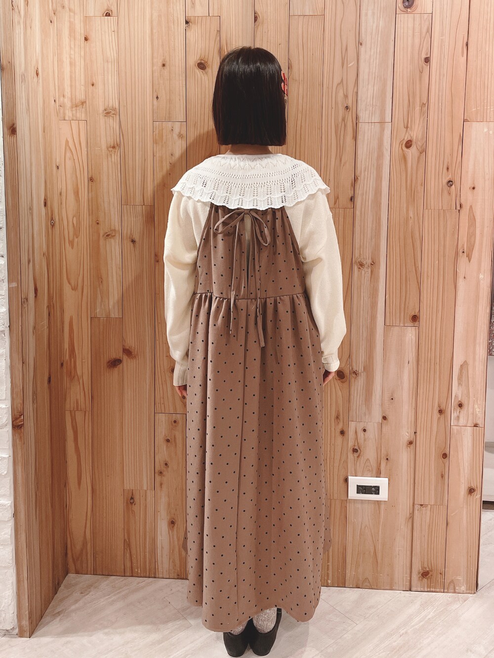 「ehka sopo、SM2、winter、冬コーデ、冬、冬のコーデ、ootd、Taiwan」｜「ehka sopoのボア巾着ショルダーバッグ（ショルダーバッグ、ホワイト系）」を使った、Hui Hui💋💐さん（レディース・160cm）の冬コーディネートの2枚目の写真