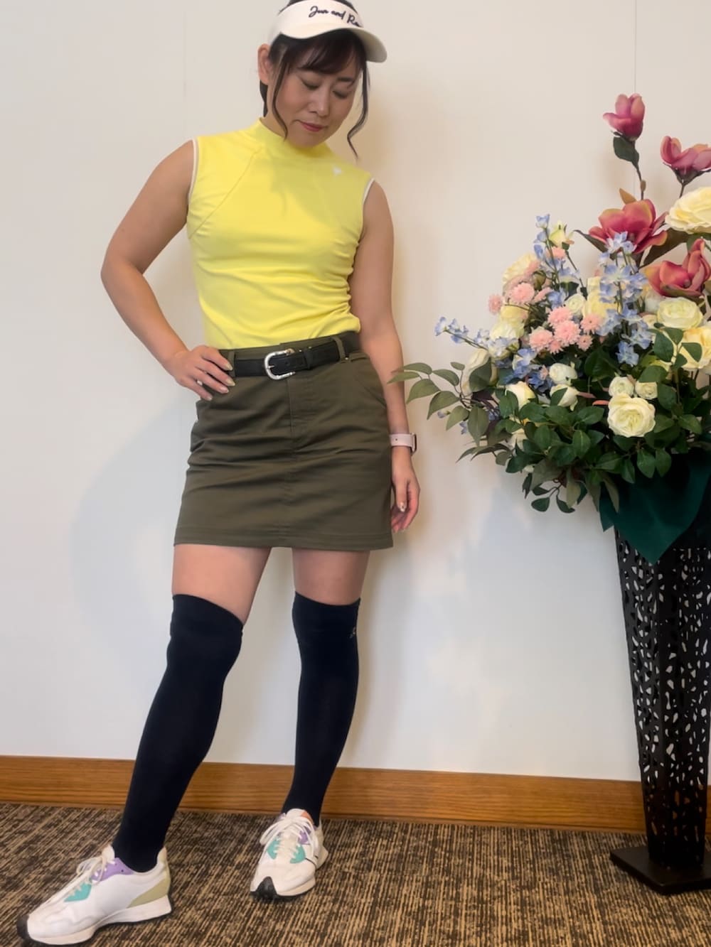 「ゴルフ、ゴルフウェア、ゴルフコーデ、ゴルフ女子」｜「JUN&ROPE'のアイテム（スカート、その他）」を使った、qurocheさん（レディース・156cm）の夏コーディネートの4枚目の写真