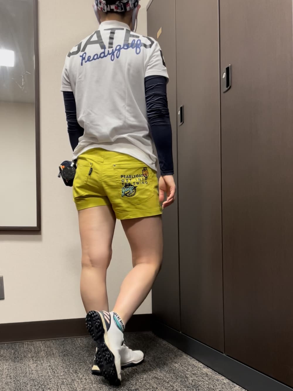 「ゴルフ、ゴルフウェア、ゴルフコーデ、ゴルフ女子」｜「adidasのアディパワー フォージド ボア 【adidas Golf/アディダスゴルフ】 / Adipower 4orged Boa（スニーカー、ホワイト系）」を使った、qurocheさん（レディース・156cm）の夏コーディネートの3枚目の写真