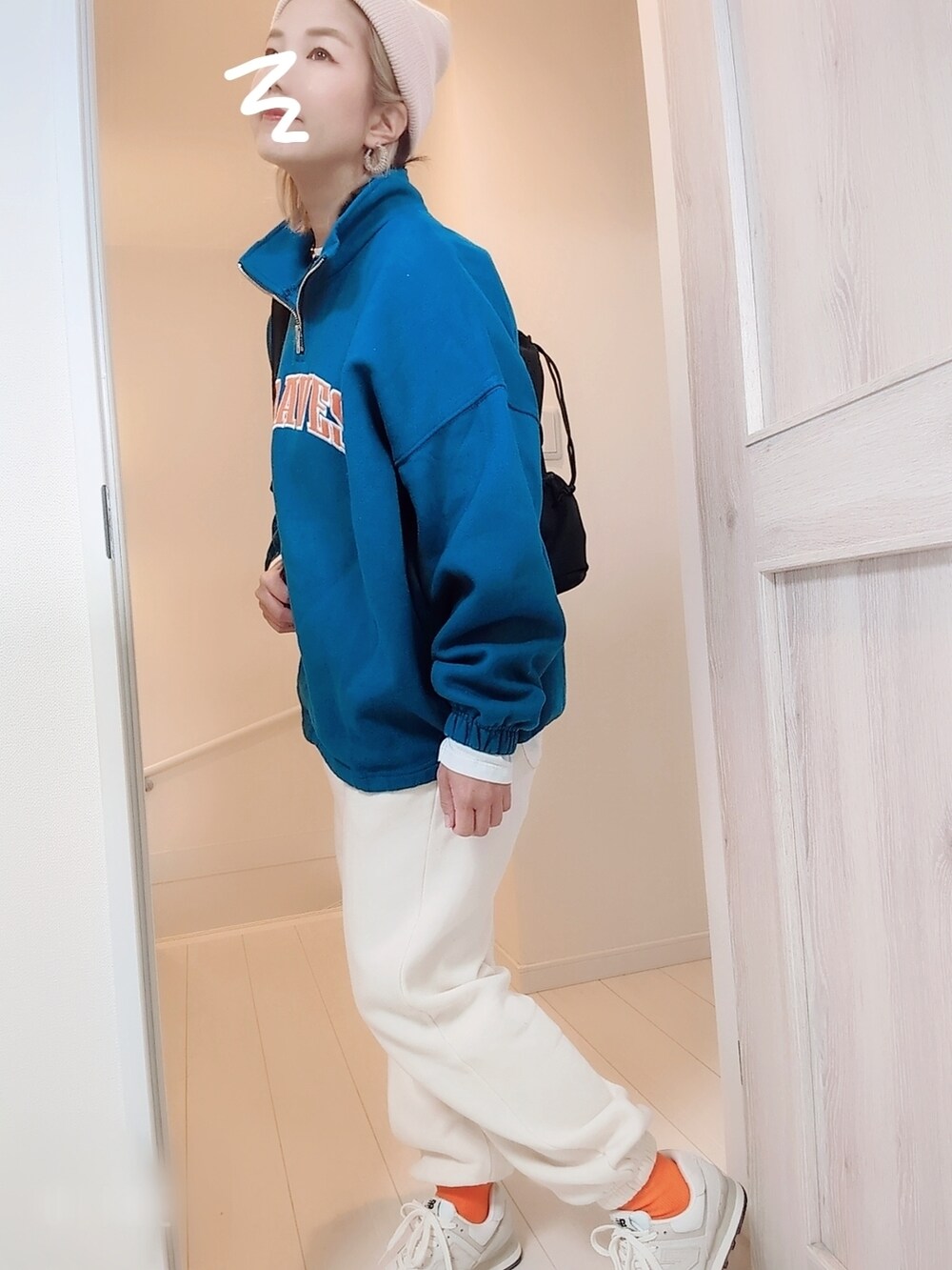 CANAL JEAN ハーフジップ スウェット 青