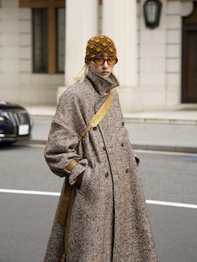 Herringbone tweed over long coat / ヘリンボーンツイードオーバー