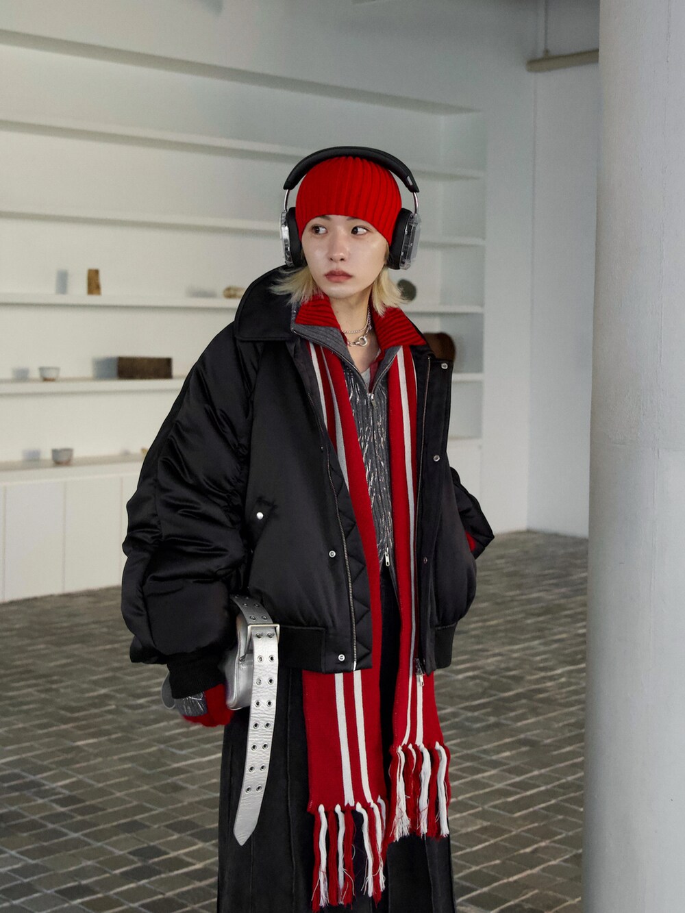 Vintage satin gather blouson / ヴィンテージサテンギャザーブルゾン