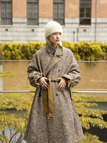 Herringbone tweed over long coat / ヘリンボーンツイード