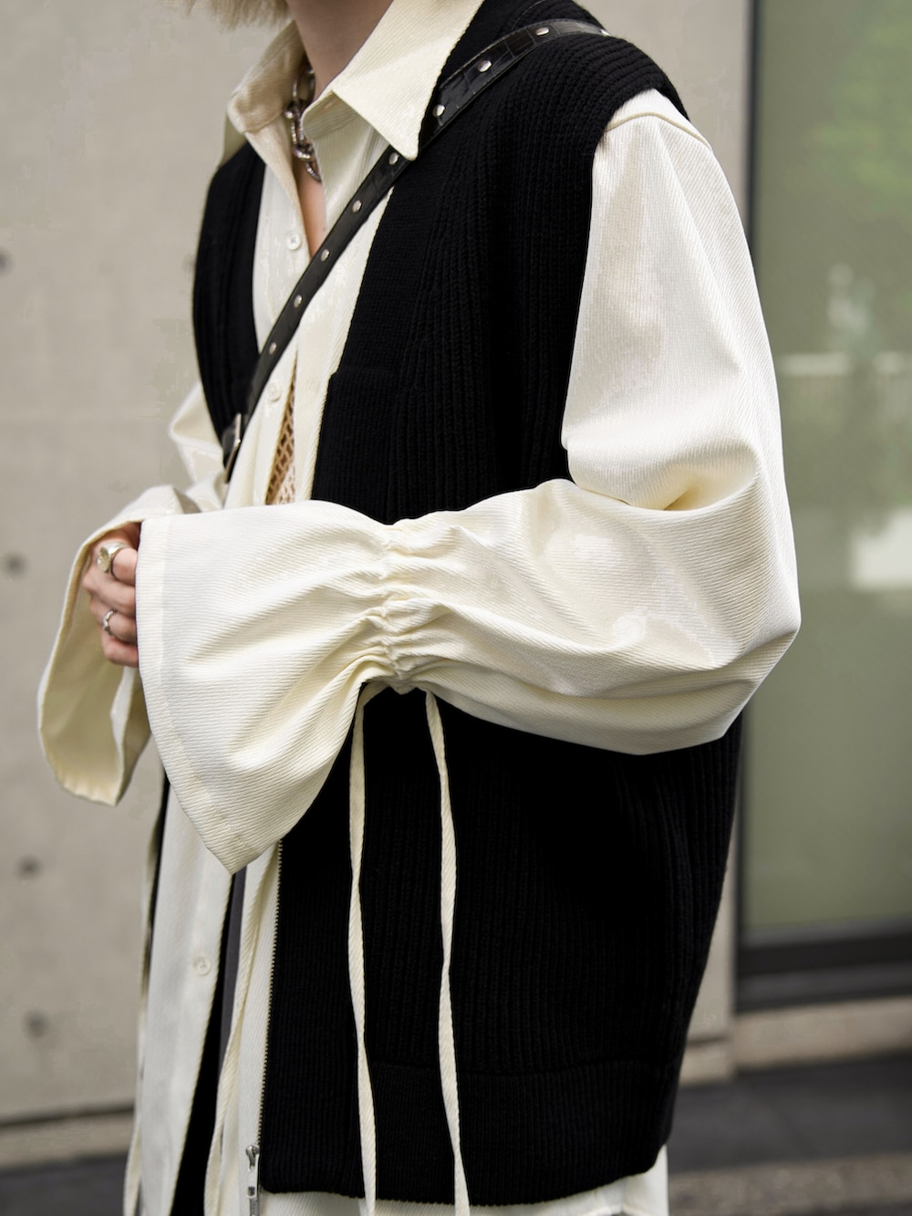 seyto ドロストオーバーサイズシャツ 白｜ファッション