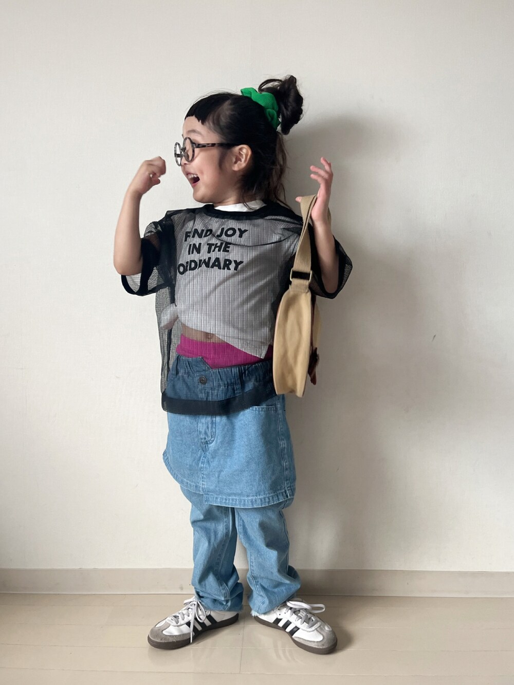 「CIAOPANIC TYPYの【KIDS】デニムスカパン(デニムパンツ、ブルー系)」を使った、* 𝚝𝚘𝚛𝚒𝚌𝚘𝚝*さん(キッズ・100cm)の夏コーディネートの3枚目の写真