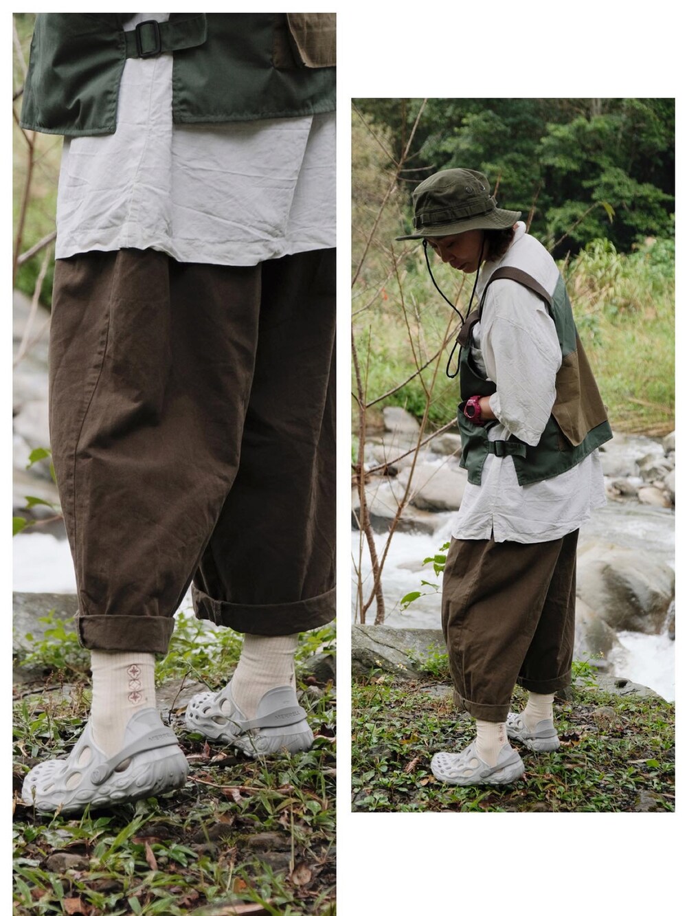 「休日コーデ、低身長女子、古着MIX、工裝穿搭、背心穿搭、コンバース」｜「MERRELLのアイテム（シューズ、シルバー系）」を使った、Yuさん（レディース・158cm）の秋コーディネートの2枚目の写真