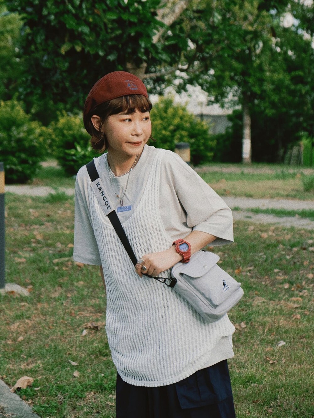 「ootd、夏、街頭穿搭、merrell、KANGOL、outfit」｜「MERRELLのアイテム（シューズ、グレー系）」を使った、Yuさん（レディース・158cm）の夏コーディネートの5枚目の写真