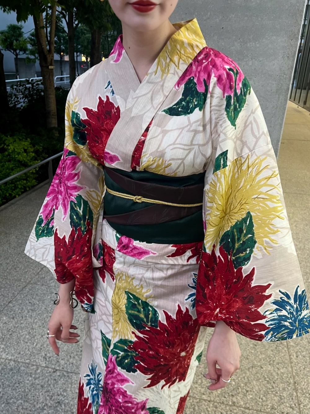 「AMERI、amerivintage、アメリ、浴衣、浴衣女子、浴衣アレンジ、夏コーデ、夏、花火大会、花火、イベント、夏祭り、大人女子、納涼船、カラフル」｜「Ameriのアイテム（浴衣、ベージュ系）」を使った、AMERI VINTAGEさん（レディース・160cm）の春コーディネートの5枚目の写真