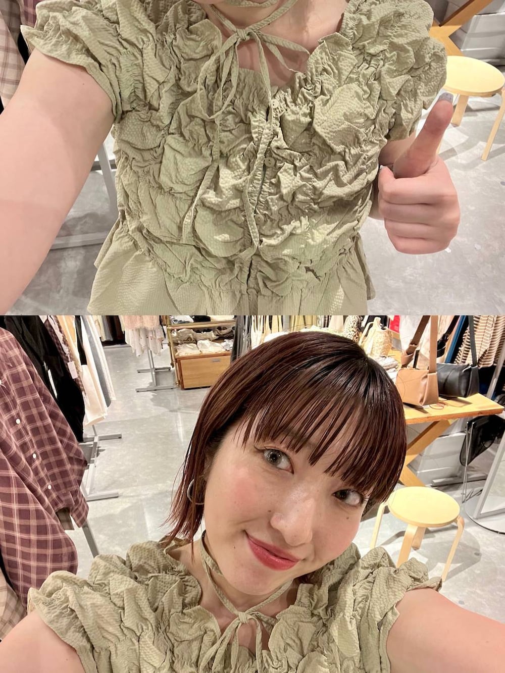 ベージュ系のシャツ/ブラウス、ブルー系のデニムパンツ、ブラウン系のサンダルを着用したレディースの夏コーディネートの2枚目の写真