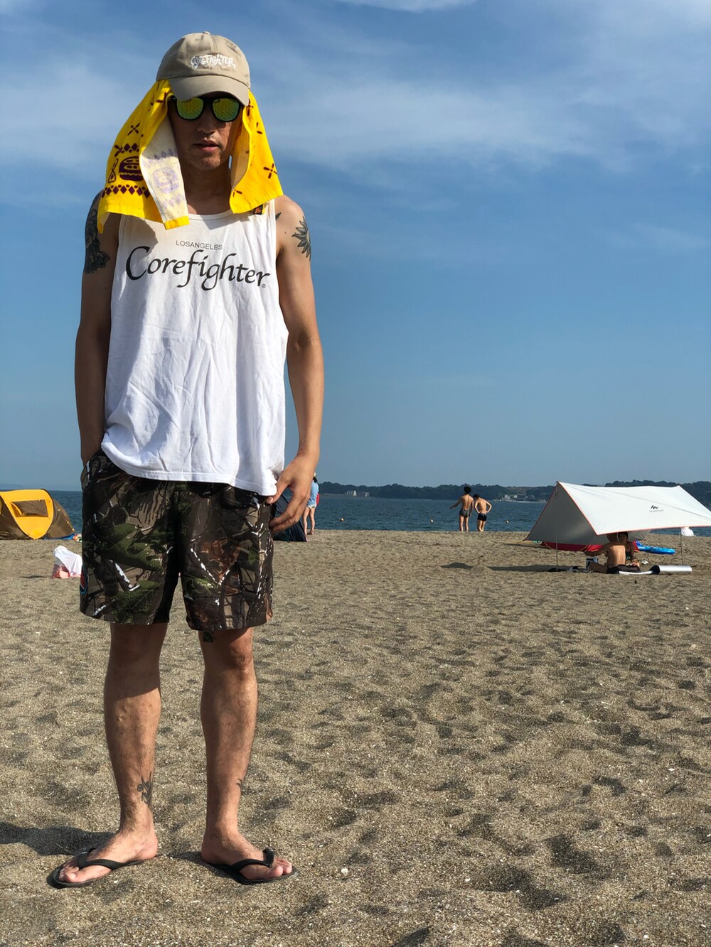 「corefighterco.、corefighter、ANGLERS PROJECT、VOLCOM」｜「COREFIGHTERのアイテム（タンクトップ、ホワイト系）」を使った、yo-1さん（メンズ・176cm）の秋コーディネートの4枚目の写真