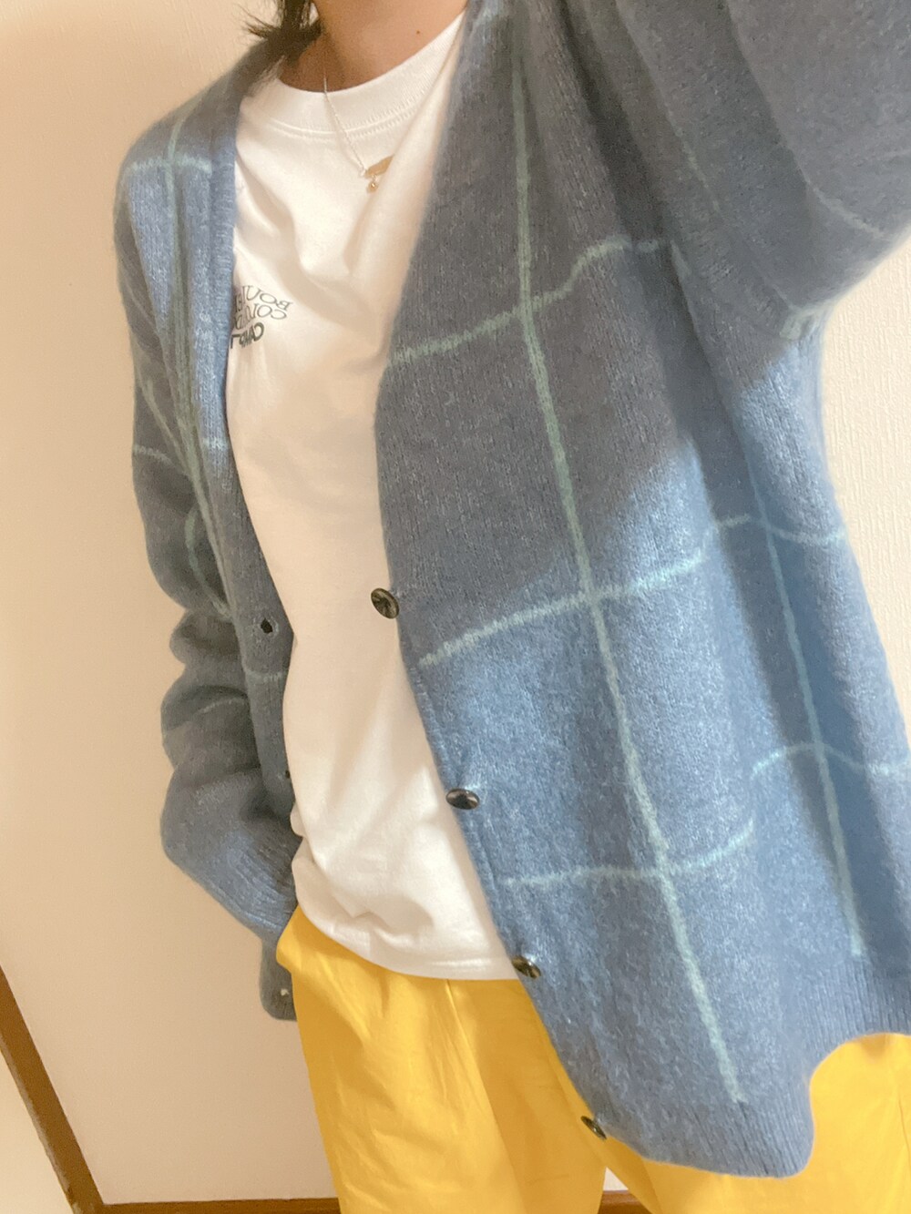 「秋冬コーデ、オーバーサイズ、ストリート、メンズライク、カラーパンツ、アメカジ、discus、CAMP7、back number、Lee」｜「DISCUS ATHLETICの【ＤＩＳＣＵＳ×ＵＮＩＶ．ＦＬＯＲＩＤＡ】 カレッジスウェット　WEB限定（スウェット、ブルー系）」を使った、あぼ☻さん（レディース・164cm）の秋コーディネートの2枚目の写真