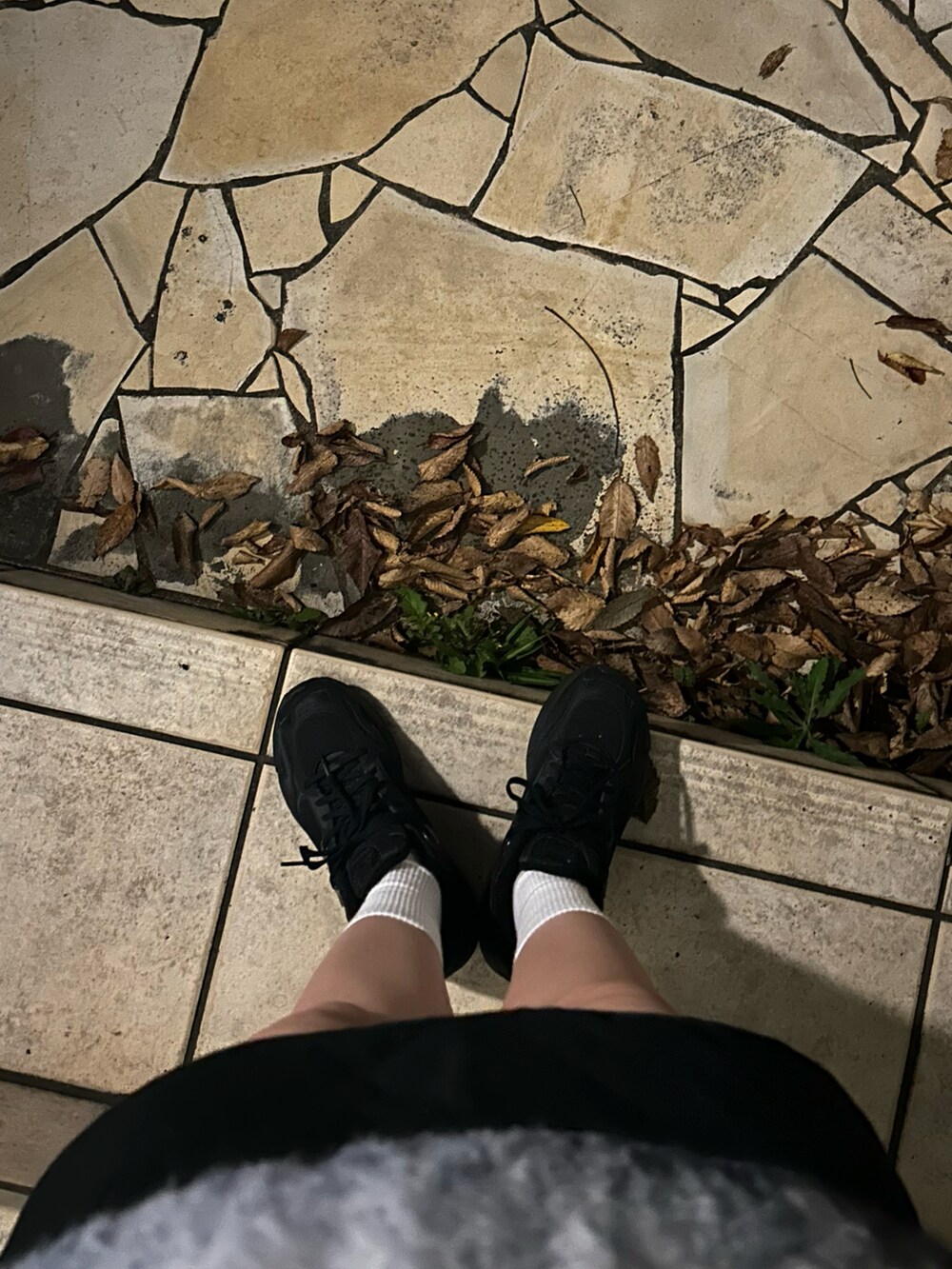 ブラック系のスカート、ブラック系のスニーカーを着用したレディースの秋コーディネートの2枚目の写真