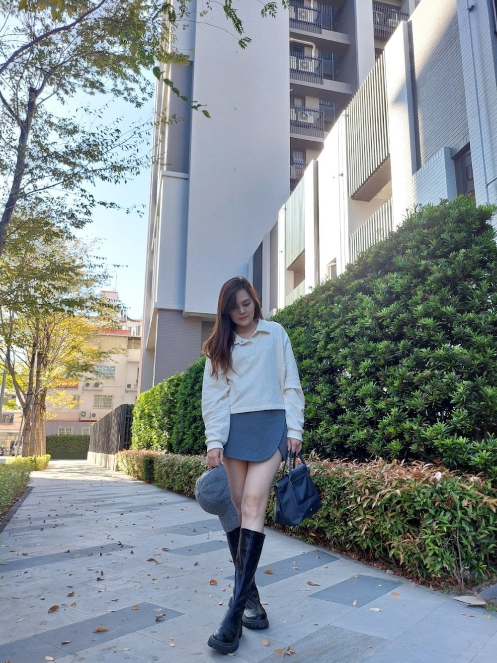 「Photoshoot、Sunnyday、shein、LONGCHAMP、PUMA」｜「SHEINのアイテム（キャップ、グレー系）」を使った、Biffi Fu  🇹🇼さん（レディース・166cm）の冬コーディネートの3枚目の写真