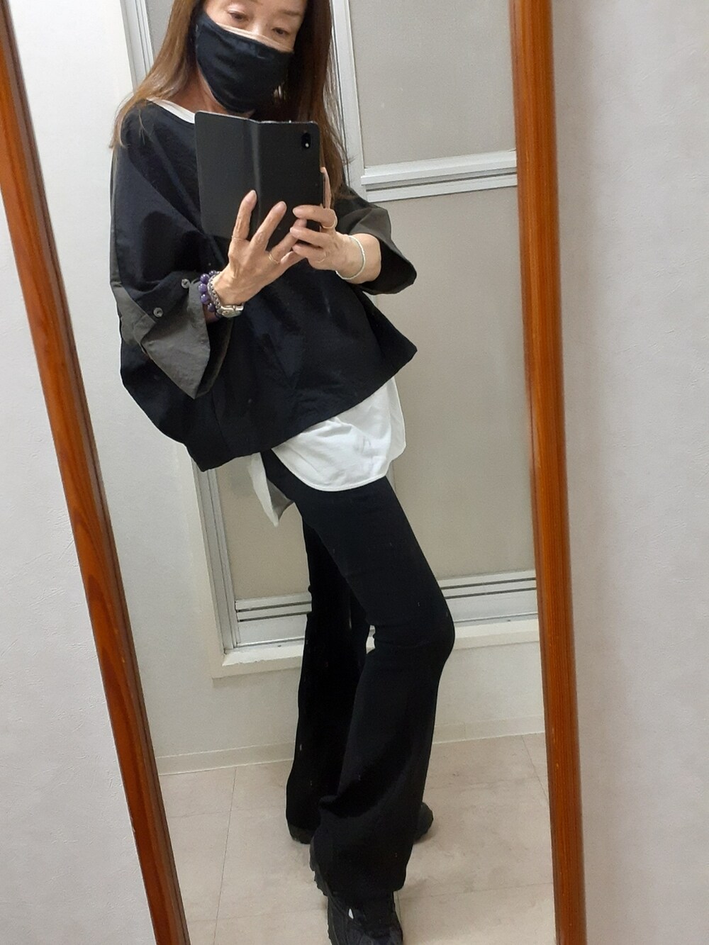 「mamaikukoのアイテム（タンクトップ、ホワイト系）」を使った、ribenjicyanさん（レディース・154cm）の秋コーディネートの2枚目の写真