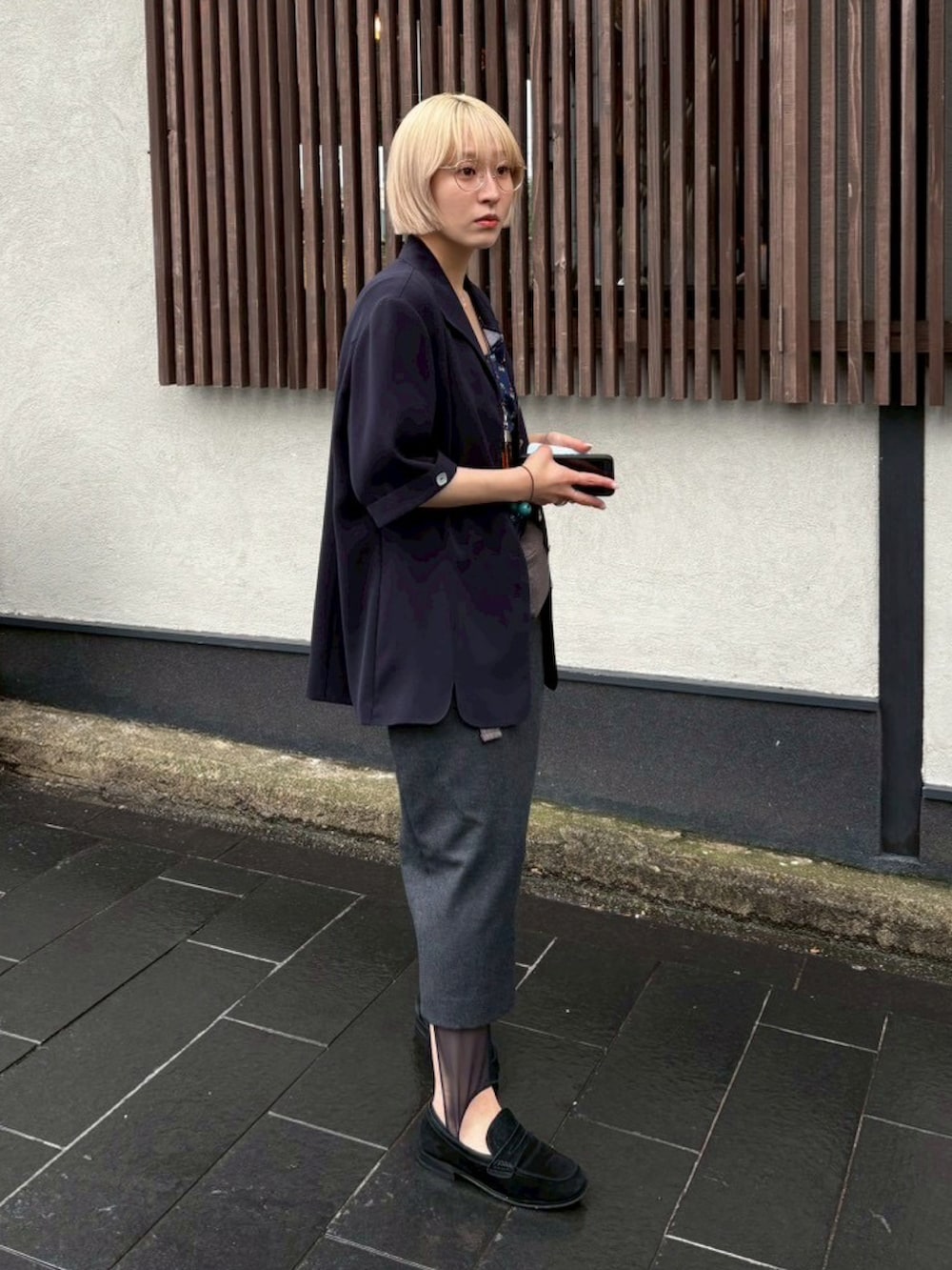 6(ROKU)＞フラノ グレー タイトスカートを使った人気ファッション